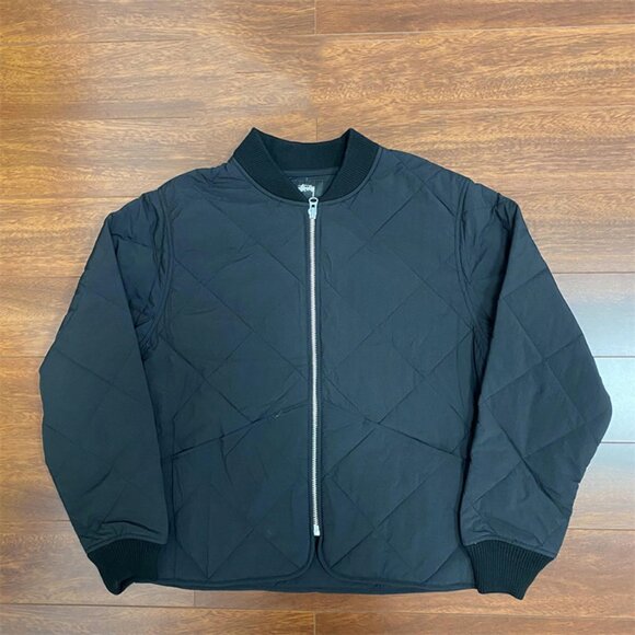Stussy Navy Blue Baseball Collar Cotton Jacket - Picture 1 of 10